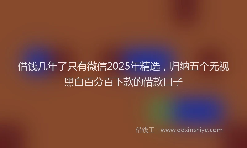 借钱几年了只有微信2025年精选，归纳五个无视黑白百分百下款的借款口子