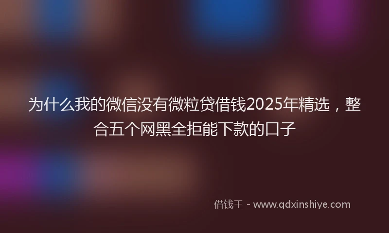 为什么我的微信没有微粒贷借钱2025年精选，整合五个网黑全拒能下款的口子
