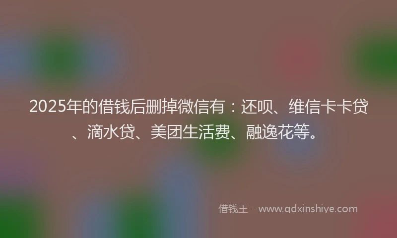 2025年的借钱后删掉微信有：还呗、维信卡卡贷、滴水贷、美团生活费、融逸花等。