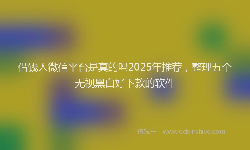 借钱人微信平台是真的吗2025年推荐，整理五个无视黑白好下款的软件