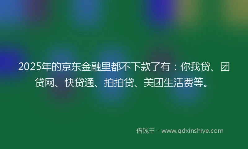 2025年的京东金融里都不下款了有：你我贷、团贷网、快贷通、拍拍贷、美团生活费等。