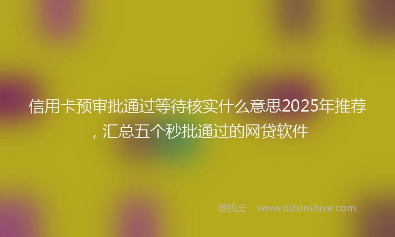 信用卡预审批通过等待核实什么意思2025年推荐，汇总五个秒批通过的网贷软件