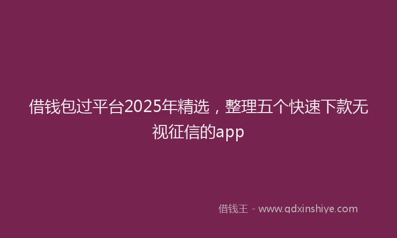 借钱包过平台2025年精选，整理五个快速下款无视征信的app