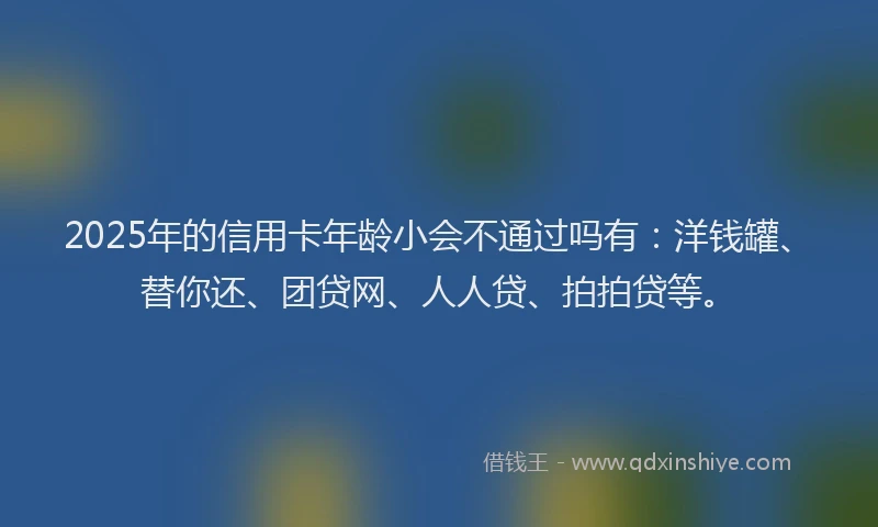 2025年的信用卡年龄小会不通过吗有：洋钱罐、替你还、团贷网、人人贷、拍拍贷等。