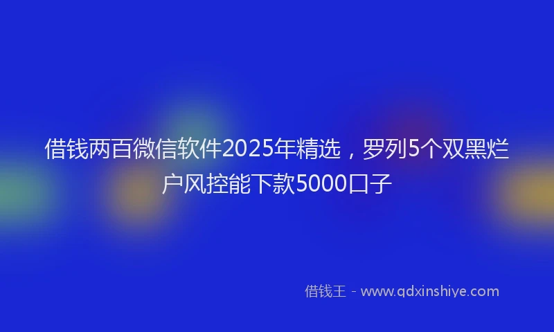 借钱两百微信软件2025年精选，罗列5个双黑烂户风控能下款5000口子