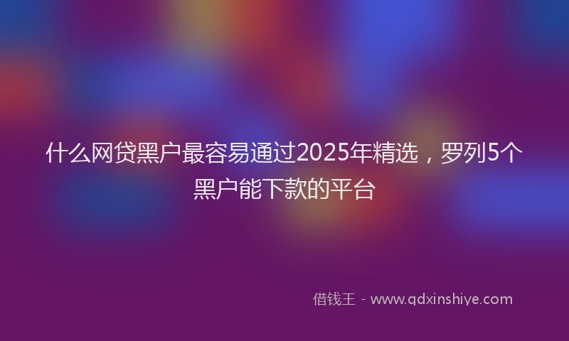 什么网贷黑户最容易通过2025年精选，罗列5个黑户能下款的平台