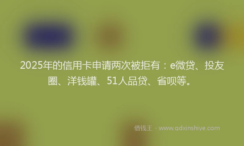 2025年的信用卡申请两次被拒有：e微贷、投友圈、洋钱罐、51人品贷、省呗等。