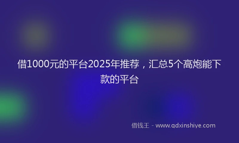 借1000元的平台2025年推荐，汇总5个高炮能下款的平台