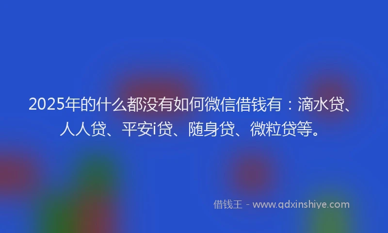 2025年的什么都没有如何微信借钱有：滴水贷、人人贷、平安i贷、随身贷、微粒贷等。