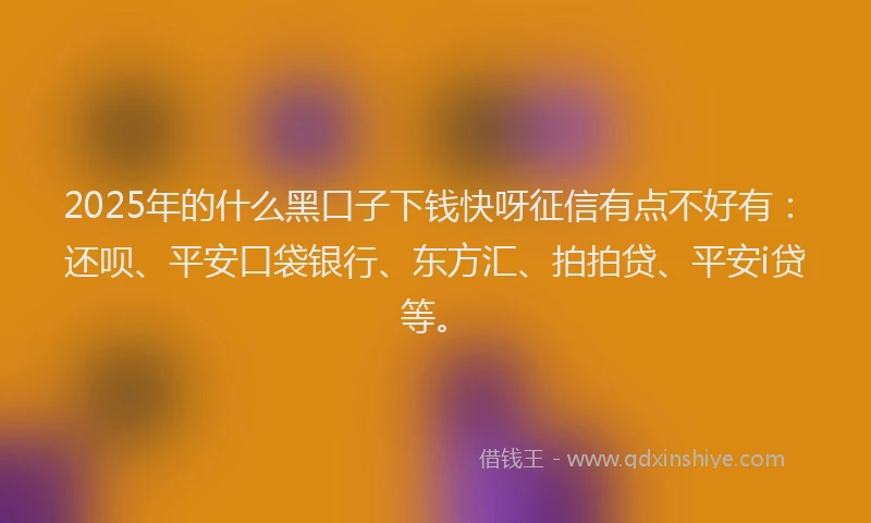 2025年的什么黑口子下钱快呀征信有点不好有：还呗、平安口袋银行、东方汇、拍拍贷、平安i贷等。