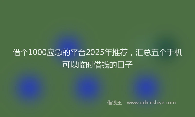借个1000应急的平台2025年推荐，汇总五个手机可以临时借钱的口子