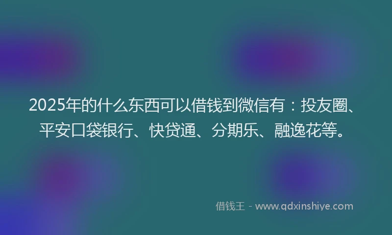 2025年的什么东西可以借钱到微信有：投友圈、平安口袋银行、快贷通、分期乐、融逸花等。