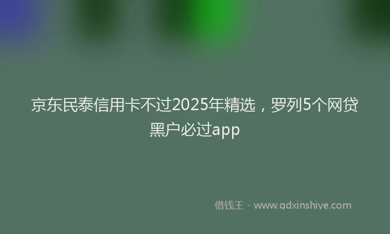 京东民泰信用卡不过2025年精选，罗列5个网贷黑户必过app