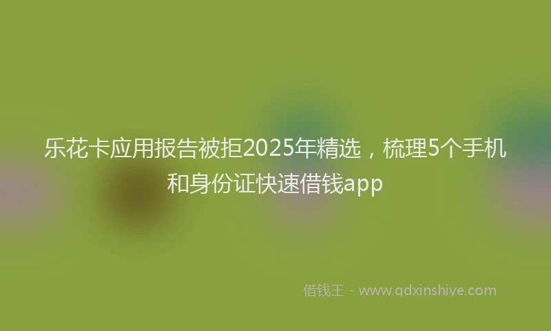 乐花卡应用报告被拒2025年精选，梳理5个手机和身份证快速借钱app