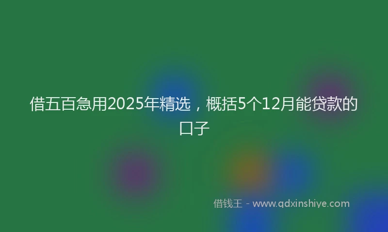借五百急用2025年精选，概括5个12月能贷款的口子