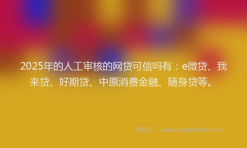 2025年的人工审核的网贷可信吗有：e微贷、我来贷、好期贷、中原消费金融、随身贷等。
