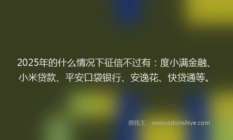 2025年的什么情况下征信不过有：度小满金融、小米贷款、平安口袋银行、安逸花、快贷通等。
