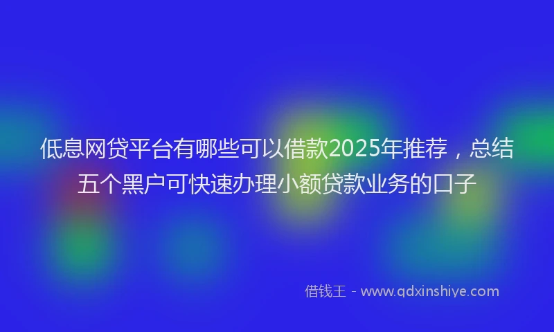 低息网贷平台有哪些可以借款2025年推荐，总结五个黑户可快速办理小额贷款业务的口子