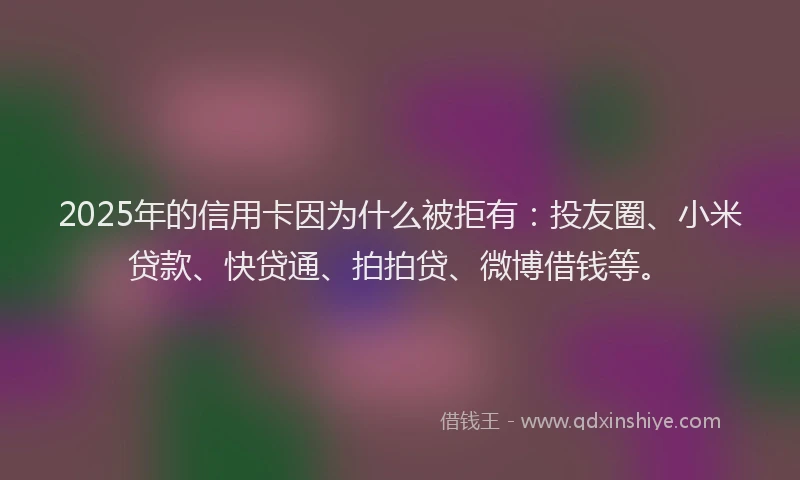 2025年的信用卡因为什么被拒有：投友圈、小米贷款、快贷通、拍拍贷、微博借钱等。