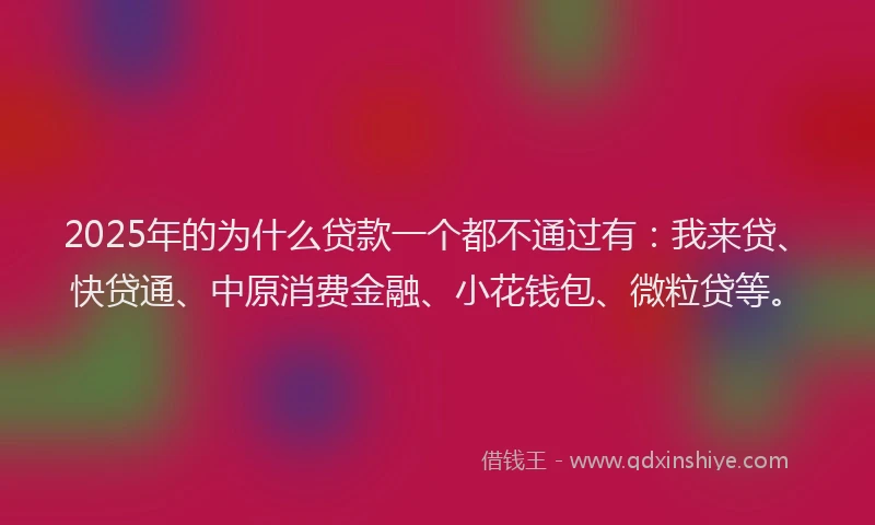 2025年的为什么贷款一个都不通过有：我来贷、快贷通、中原消费金融、小花钱包、微粒贷等。