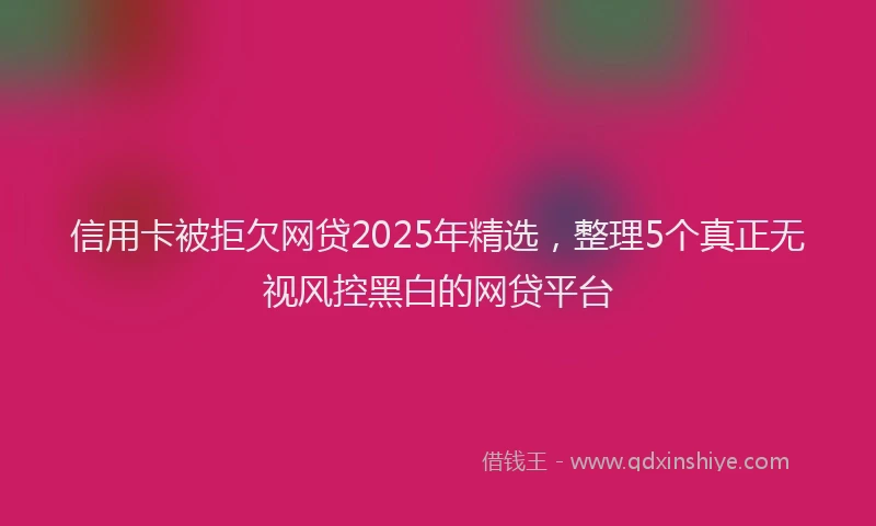 信用卡被拒欠网贷2025年精选，整理5个真正无视风控黑白的网贷平台