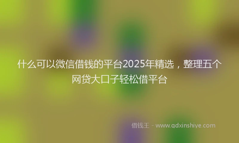 什么可以微信借钱的平台2025年精选，整理五个网贷大口子轻松借平台