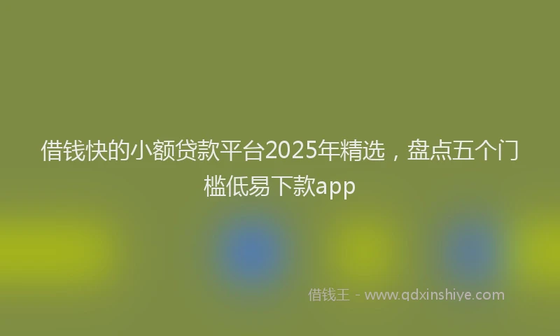 借钱快的小额贷款平台2025年精选，盘点五个门槛低易下款app