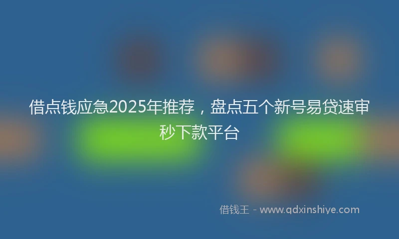 借点钱应急2025年推荐，盘点五个新号易贷速审秒下款平台
