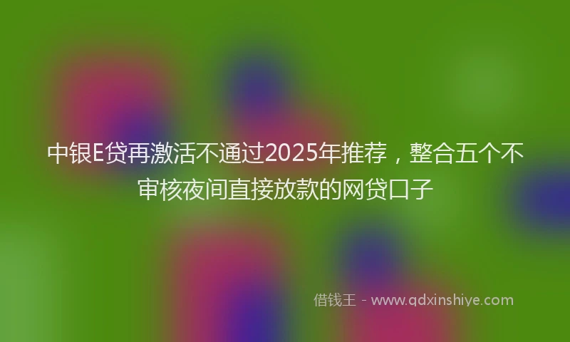 中银E贷再激活不通过2025年推荐，整合五个不审核夜间直接放款的网贷口子
