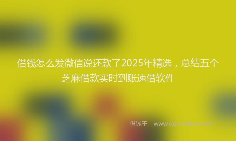 借钱怎么发微信说还款了2025年精选，总结五个芝麻借款实时到账速借软件