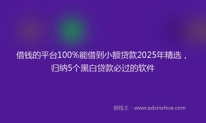 借钱的平台100%能借到小额贷款2025年精选，归纳5个黑白贷款必过的软件