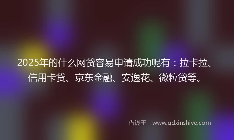 2025年的什么网贷容易申请成功呢有：拉卡拉、信用卡贷、京东金融、安逸花、微粒贷等。