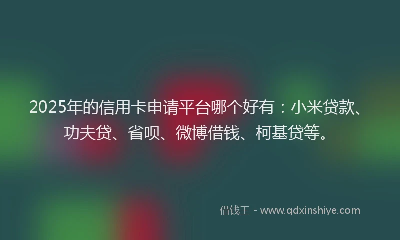 2025年的信用卡申请平台哪个好有：小米贷款、功夫贷、省呗、微博借钱、柯基贷等。