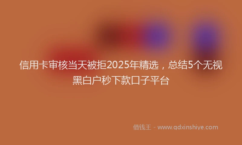 信用卡审核当天被拒2025年精选，总结5个无视黑白户秒下款口子平台