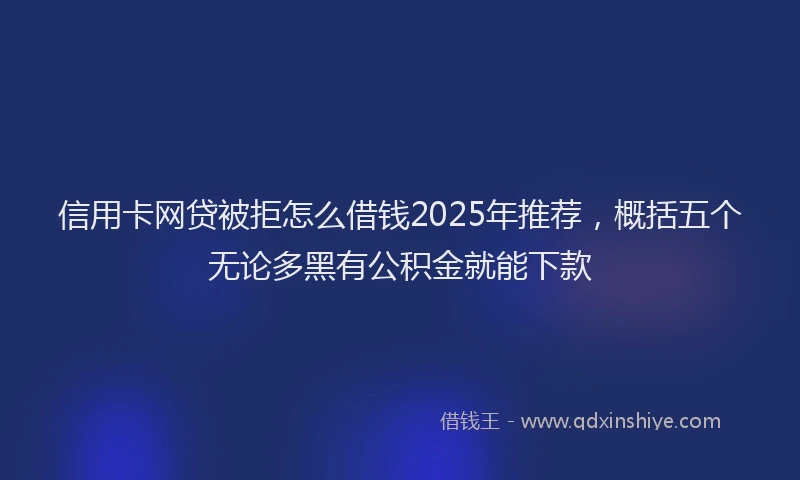 信用卡网贷被拒怎么借钱2025年推荐，概括五个无论多黑有公积金就能下款