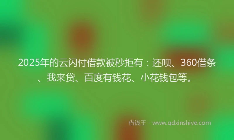 2025年的云闪付借款被秒拒有：还呗、360借条、我来贷、百度有钱花、小花钱包等。
