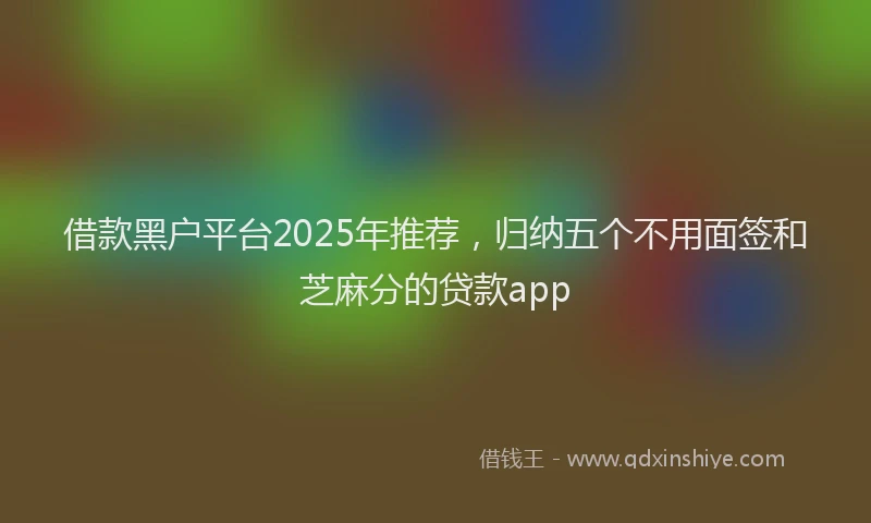 借款黑户平台2025年推荐，归纳五个不用面签和芝麻分的贷款app