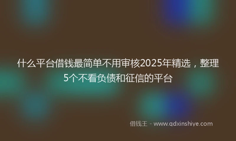 什么平台借钱最简单不用审核2025年精选，整理5个不看负债和征信的平台