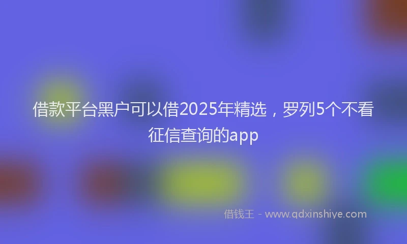 借款平台黑户可以借2025年精选，罗列5个不看征信查询的app