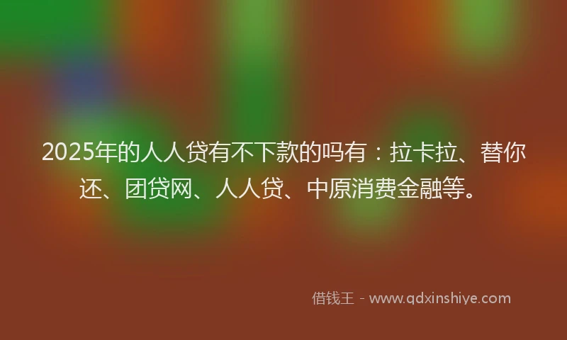 2025年的人人贷有不下款的吗有：拉卡拉、替你还、团贷网、人人贷、中原消费金融等。