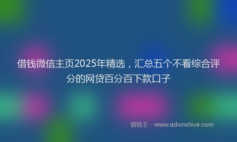 借钱微信主页2025年精选，汇总五个不看综合评分的网贷百分百下款口子