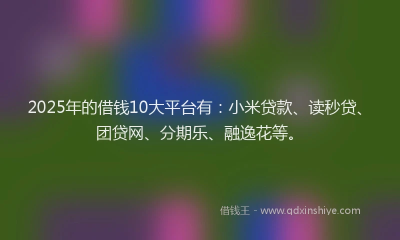 2025年的借钱10大平台有：小米贷款、读秒贷、团贷网、分期乐、融逸花等。