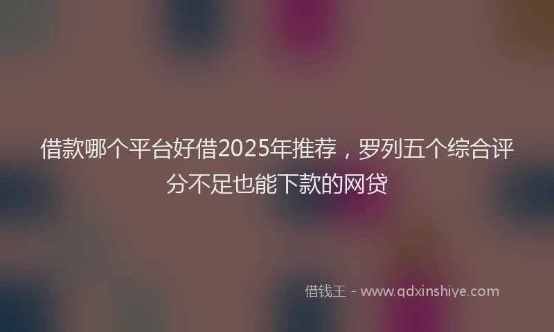 借款哪个平台好借2025年推荐，罗列五个综合评分不足也能下款的网贷