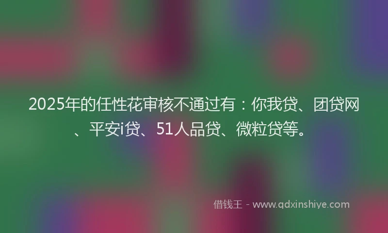 2025年的任性花审核不通过有：你我贷、团贷网、平安i贷、51人品贷、微粒贷等。