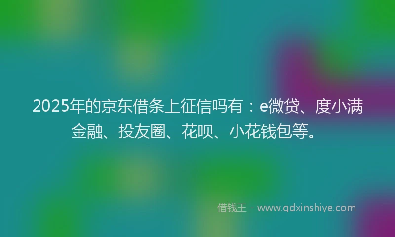 2025年的京东借条上征信吗有：e微贷、度小满金融、投友圈、花呗、小花钱包等。