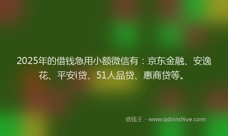 2025年的借钱急用小额微信有：京东金融、安逸花、平安i贷、51人品贷、惠商贷等。