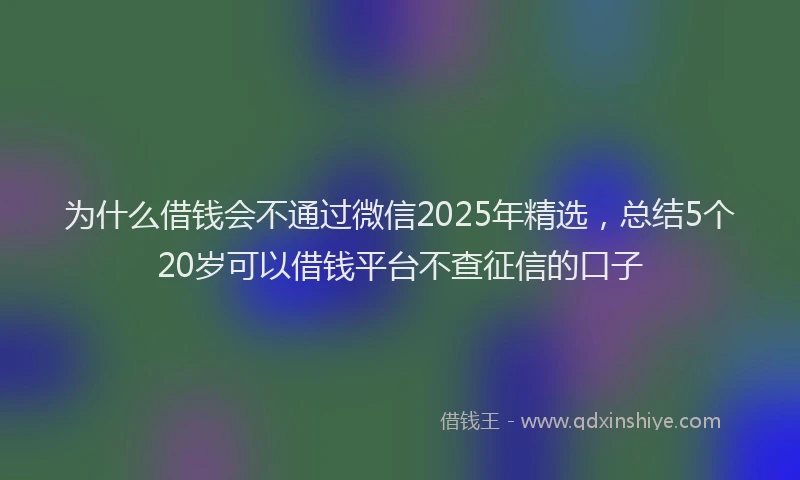 为什么借钱会不通过微信2025年精选，总结5个20岁可以借钱平台不查征信的口子