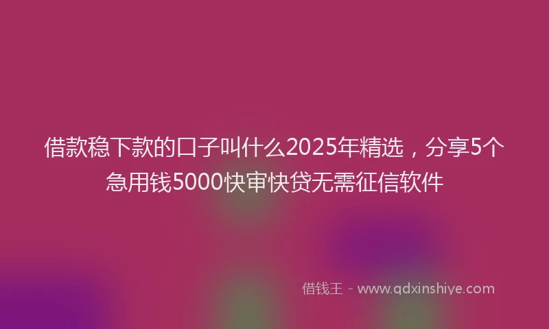 借款稳下款的口子叫什么2025年精选，分享5个急用钱5000快审快贷无需征信软件
