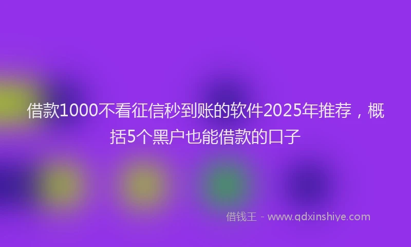 借款1000不看征信秒到账的软件2025年推荐，概括5个黑户也能借款的口子