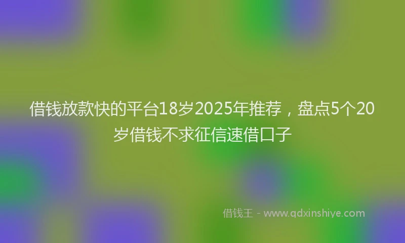 借钱放款快的平台18岁2025年推荐，盘点5个20岁借钱不求征信速借口子